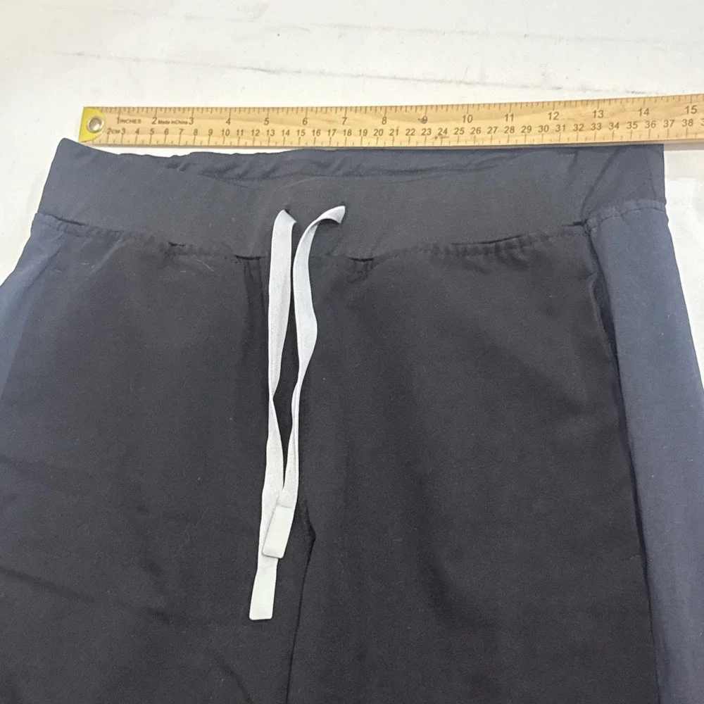 FIGS Black Blue Stripe Panel Cargo Knit Scrub Pants Medical Polyester Size P/S